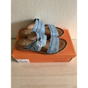 Miz Mooz Leather Double Band Slide Slip On Sandals Florra Beach Resortwear Sz 8‎